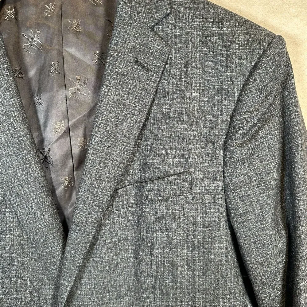 John Varvatos Bleecker Wool Slim Single-Breasted Blazer Dark Grey Men’s Size 42R